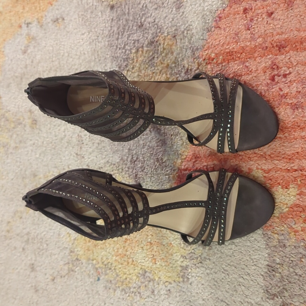 sequin ankle heels - nine west